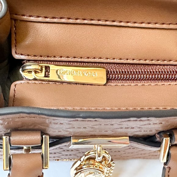 Michael Kors Hamilton XS MINI Satchel Shoulder Crossbody Bag MK Embossed Brown - Picture 14 of 16